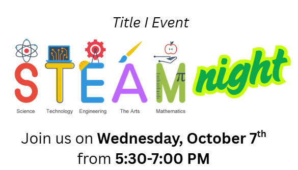 STEAM Night text S, T, E, A, M