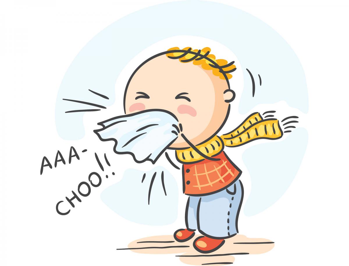 cartoon child sneezing
